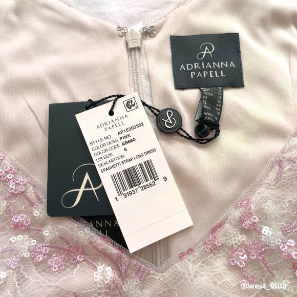 CLUNY DRESS Adrianna Papell Anthropologie Pink Sequined Embroidered Tulle - Picture 10 of 10
